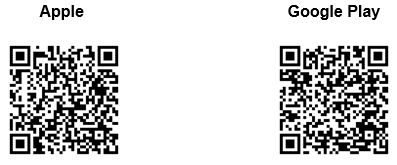 QR codes for Apple App Store and Google Play