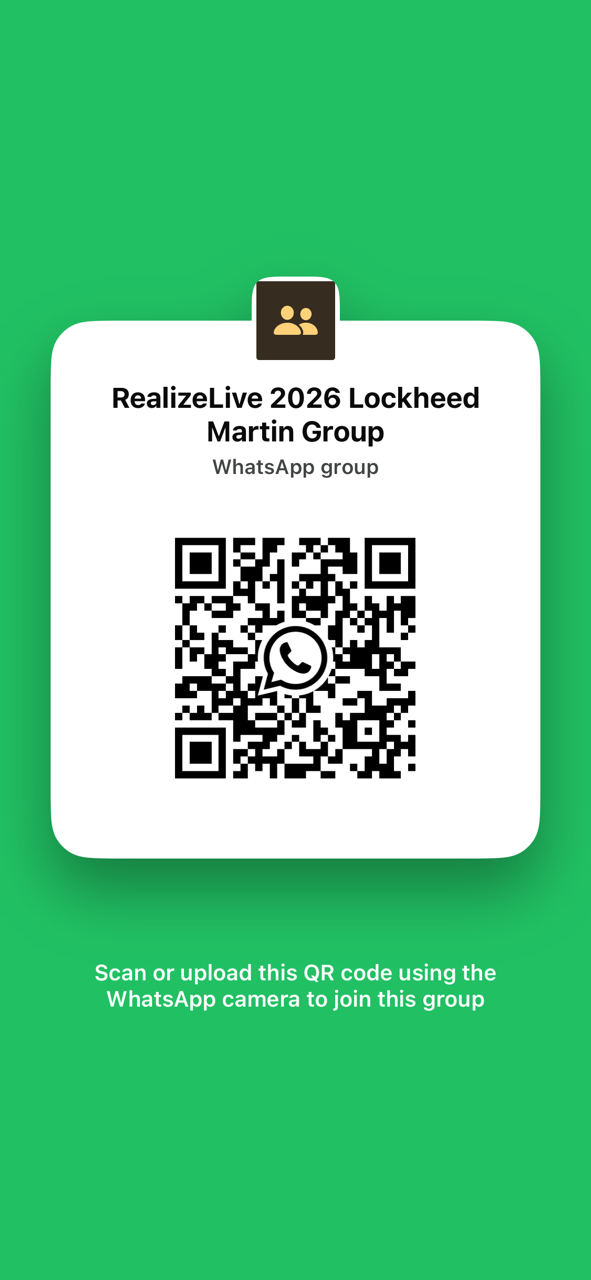 QR code for the RealizeLive 2026 Lockheed Martin WhatsApp group